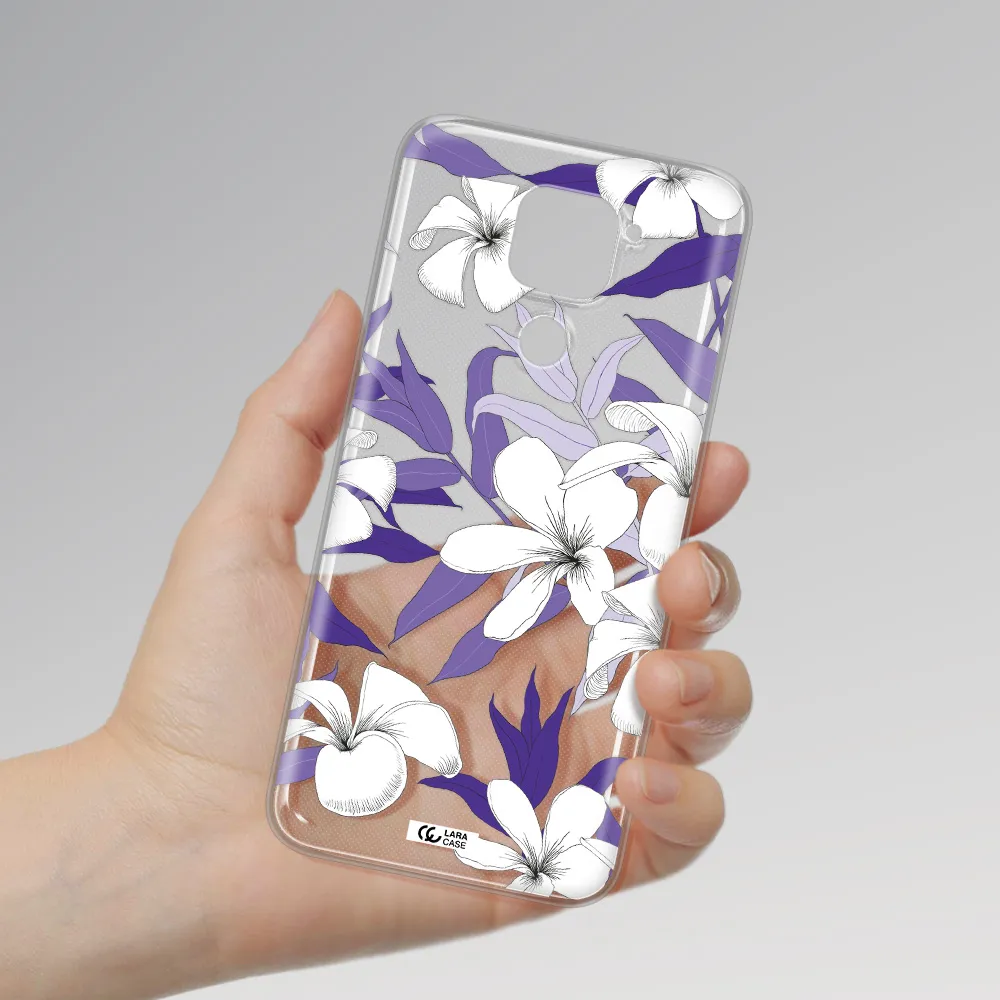 Purple Flower Xiaomi Redmi Note 9 Clear TPU Case