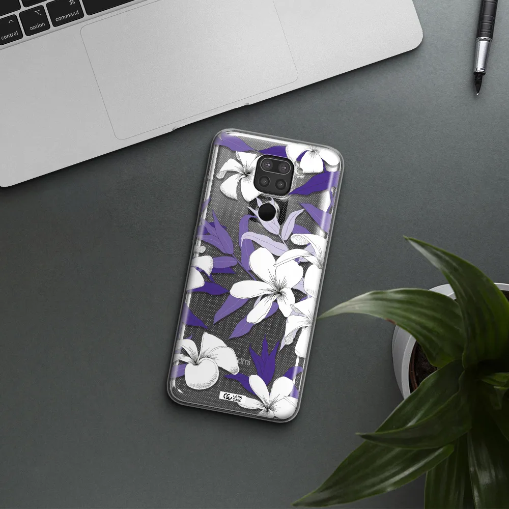 Purple Flower Xiaomi Redmi Note 9 Clear TPU Case