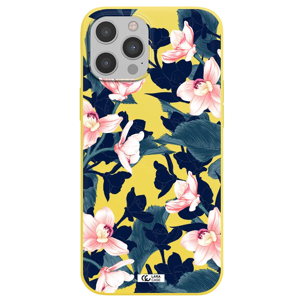 Orchid Apple iPhone 12 pro max Silicone canary yellow Case