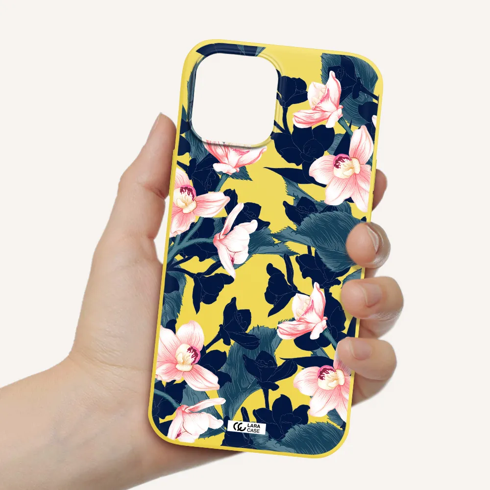 Orchid Apple iPhone 12 pro max Silicone canary yellow Case