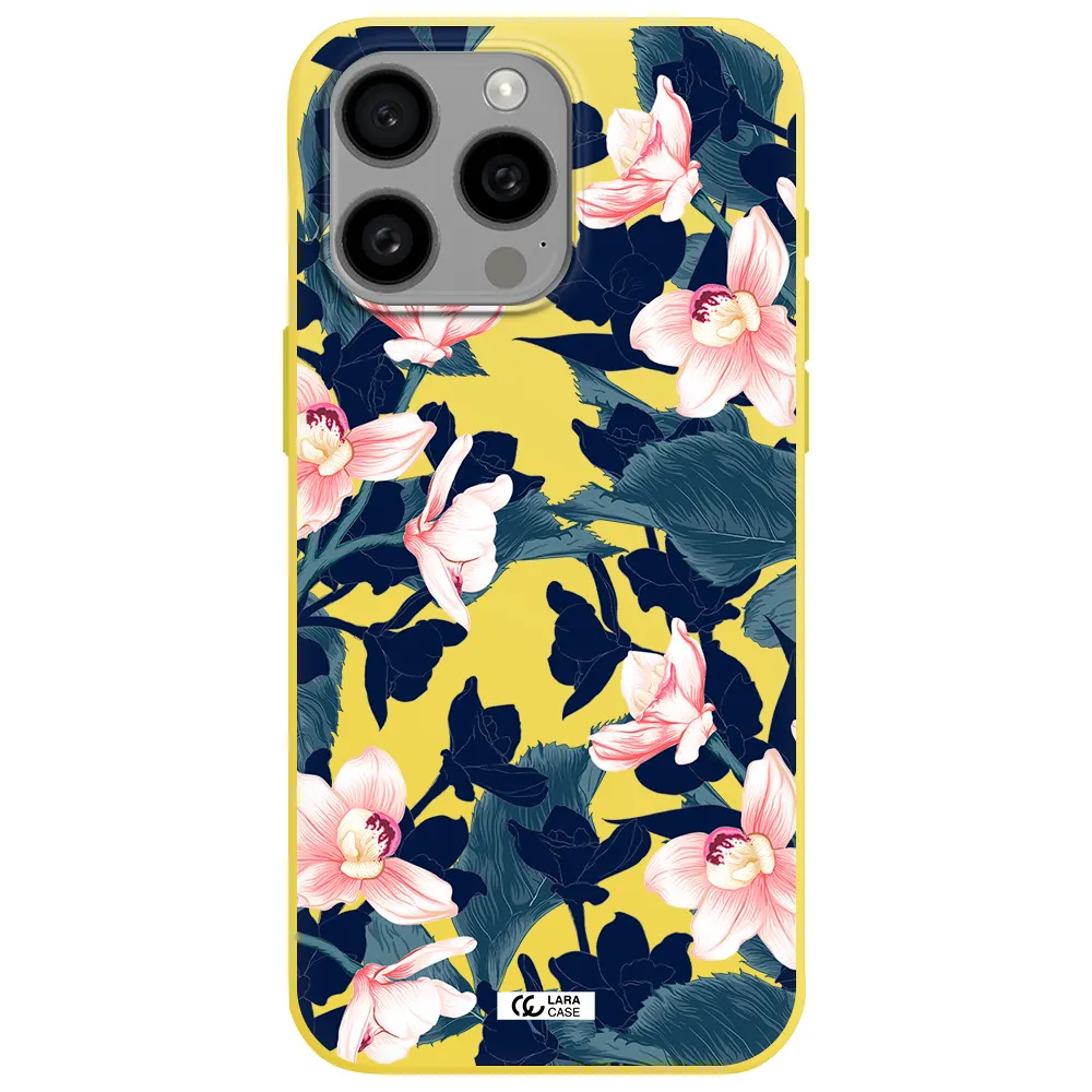 Orchid Apple Iphone 15 Pro max Silicone canary yellow Case