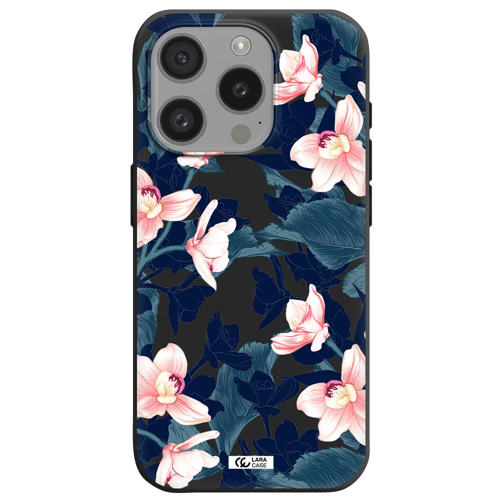 Orchid Apple Iphone 15 Pro Silicone Black Case