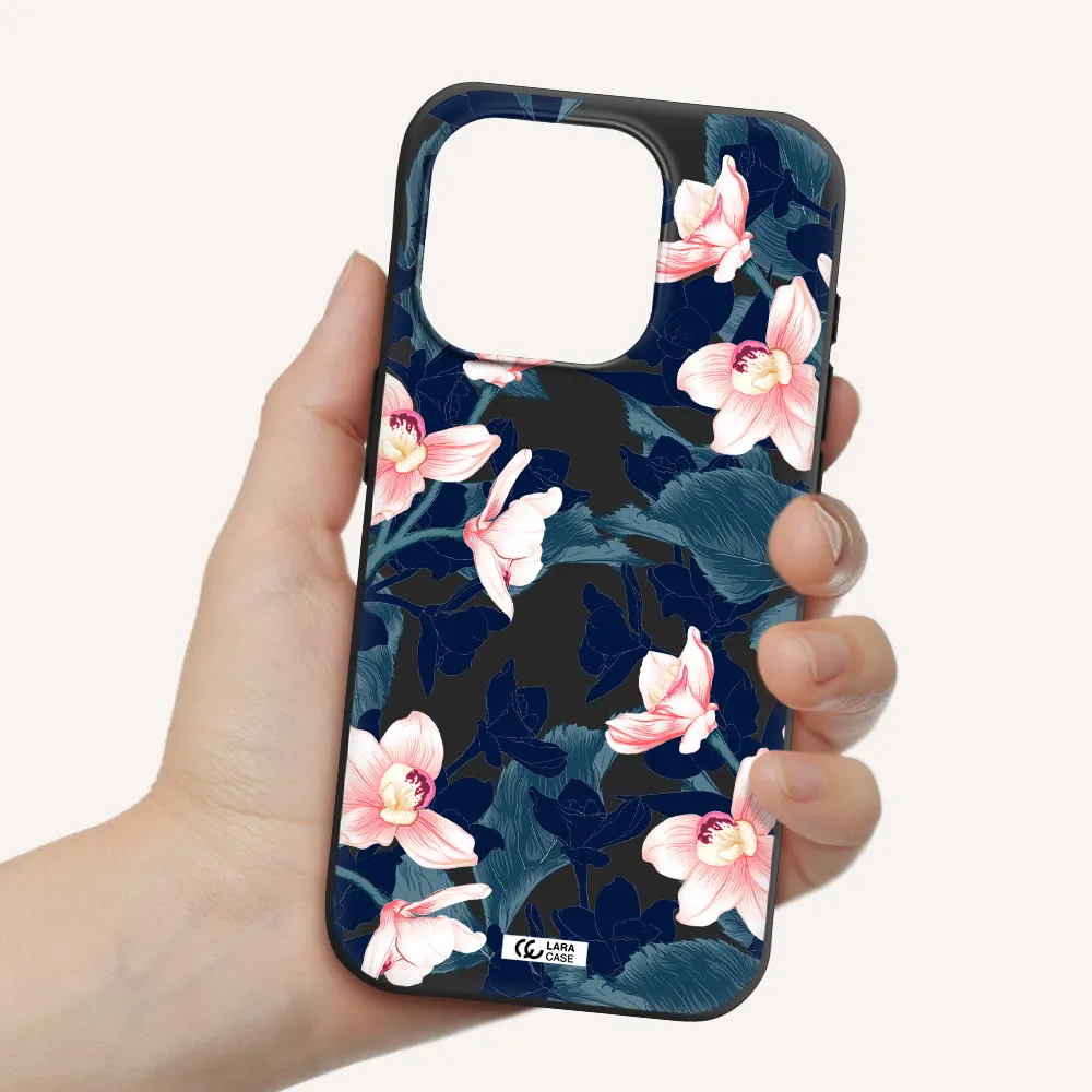 Orchid Apple Iphone 15 Pro Silicone Black Case