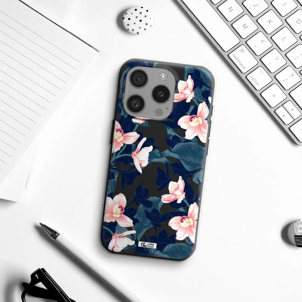 Orchid Apple Iphone 15 Pro Silicone Black Case