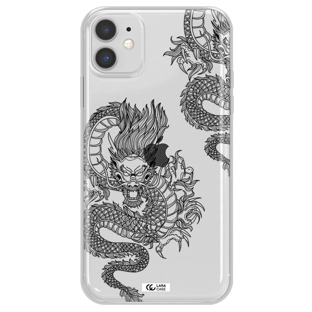 Dragon Line Art Apple iPhone 11 Clear TPU Case