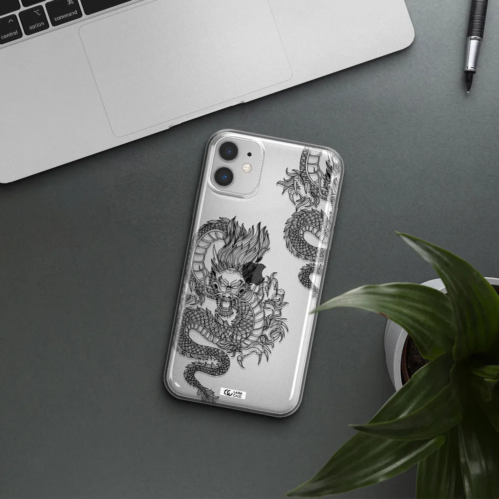 Dragon Line Art Apple iPhone 11 Clear TPU Case