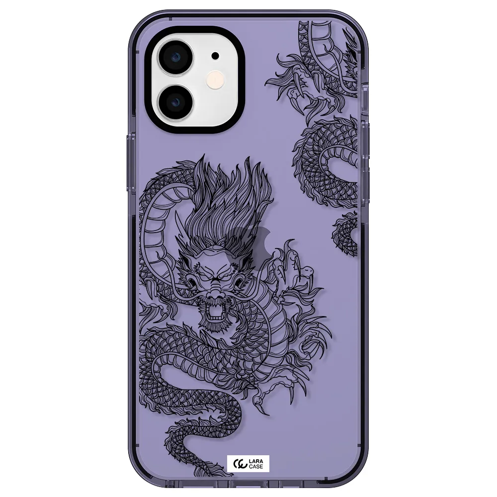 Dragon Line Art Apple iPhone 11 impact Lilac Case