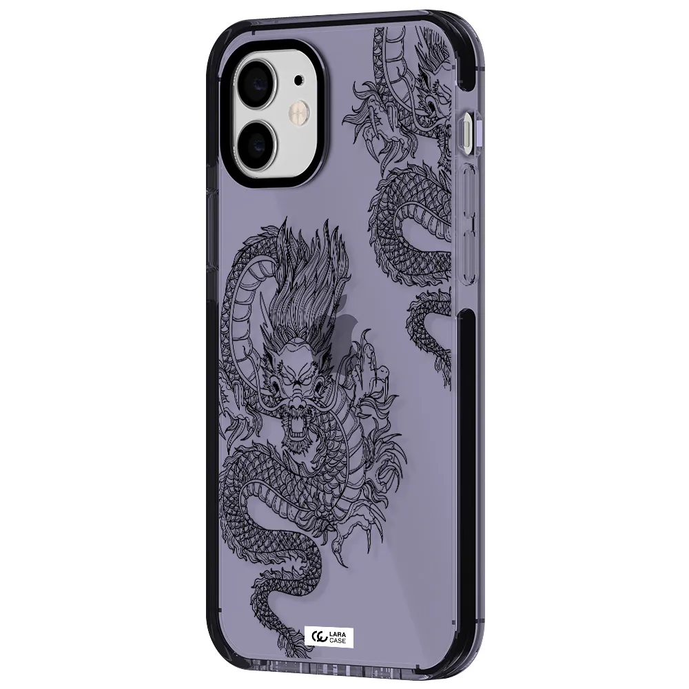 Dragon Line Art Apple iPhone 11 impact Lilac Case