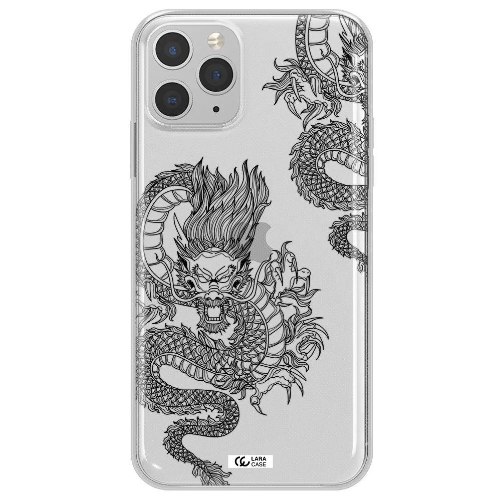 Dragon Line Art Apple iPhone 11 pro Clear TPU Case
