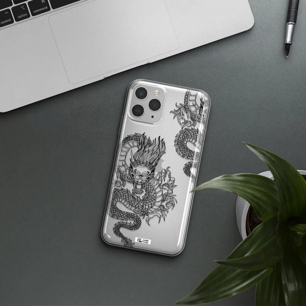 Dragon Line Art Apple iPhone 11 pro Clear TPU Case