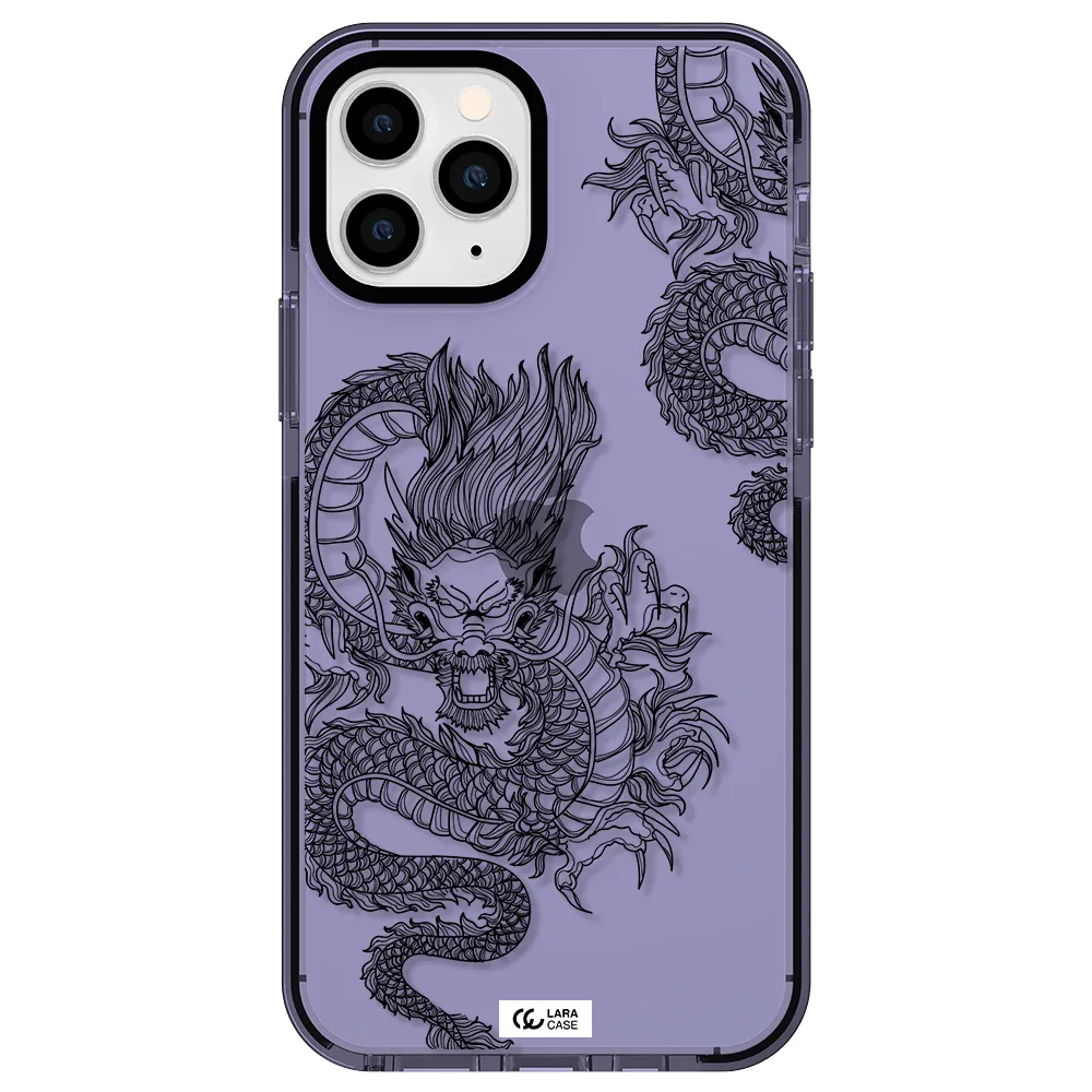 Dragon Line Art Apple iPhone 11 pro impact Lilac Case
