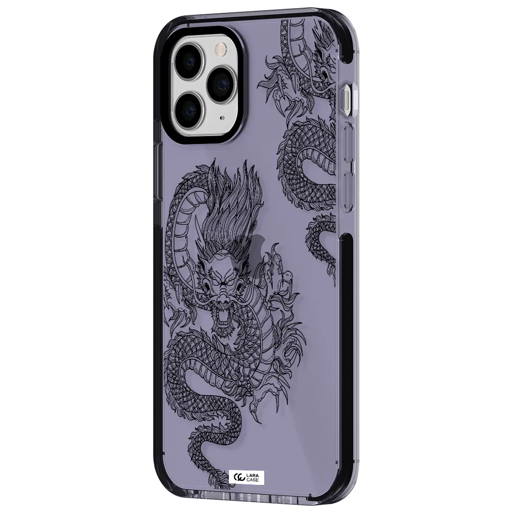 Dragon Line Art Apple iPhone 11 pro impact Lilac Case