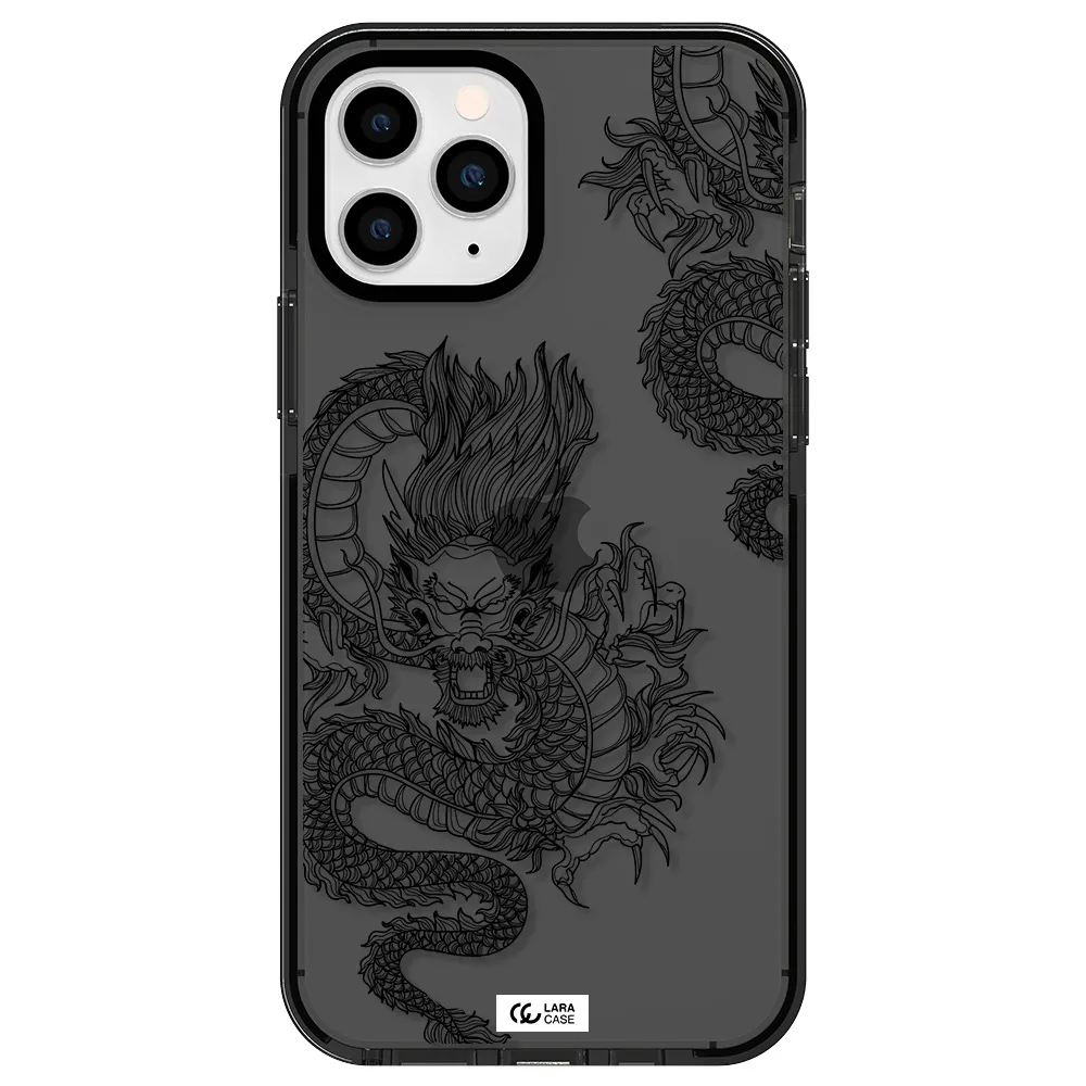 Dragon Line Art Apple iPhone 11 pro impact Smoke Black Case