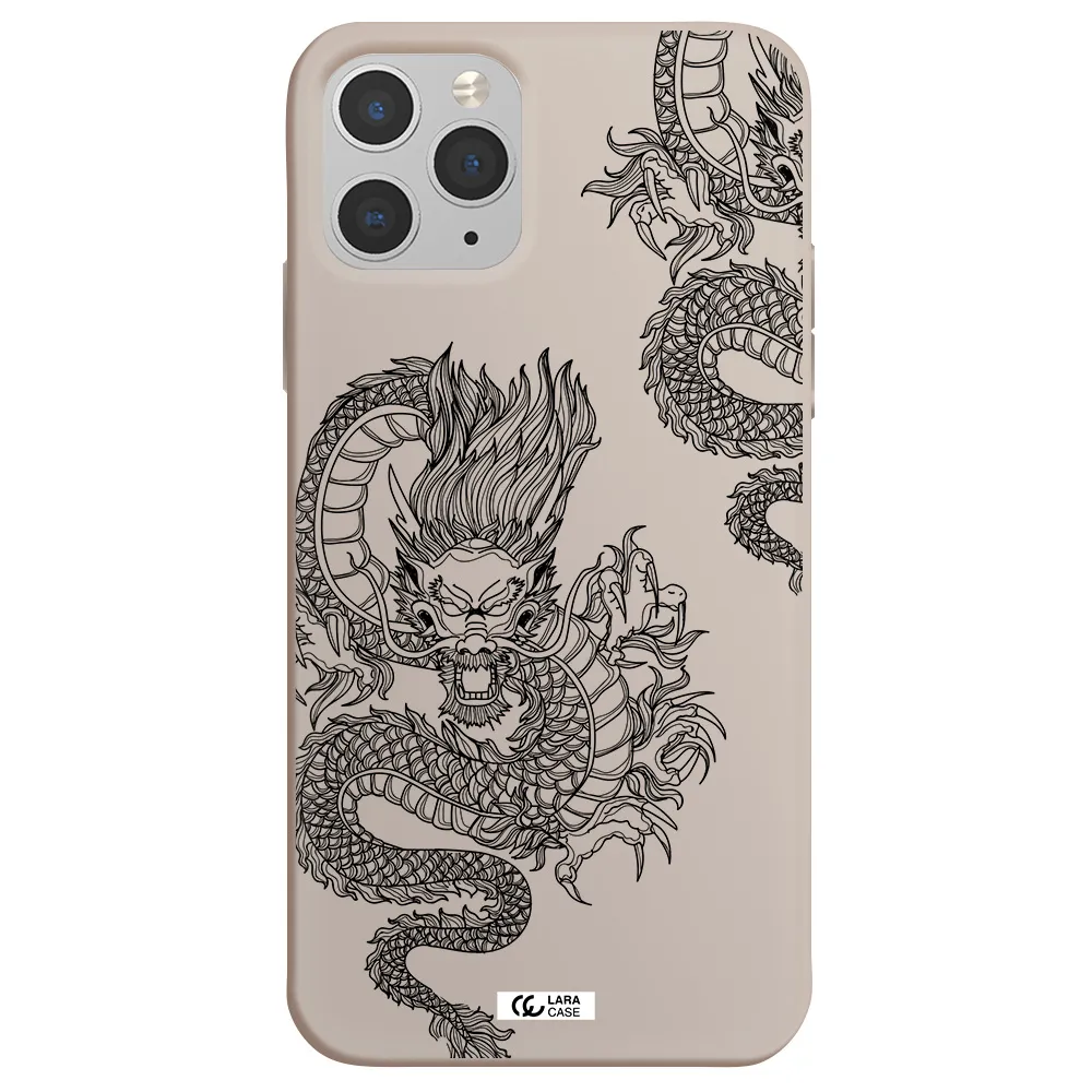 Dragon Line Art Apple iPhone 11 pro max Silicone Stone Case