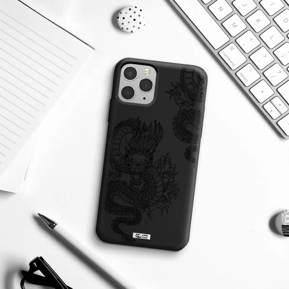Dragon Line Art Apple iPhone 11 pro Silicone black Case