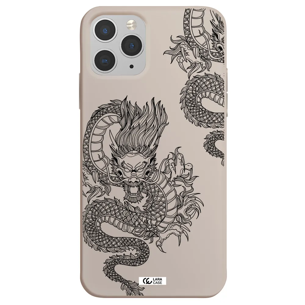 Dragon Line Art Apple iPhone 11 pro Silicone Stone Case