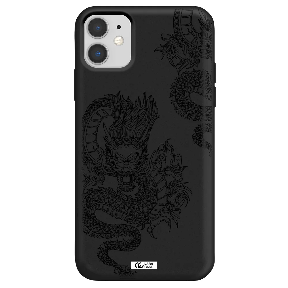 Dragon Line Art Apple iPhone 11 Silicone black Case