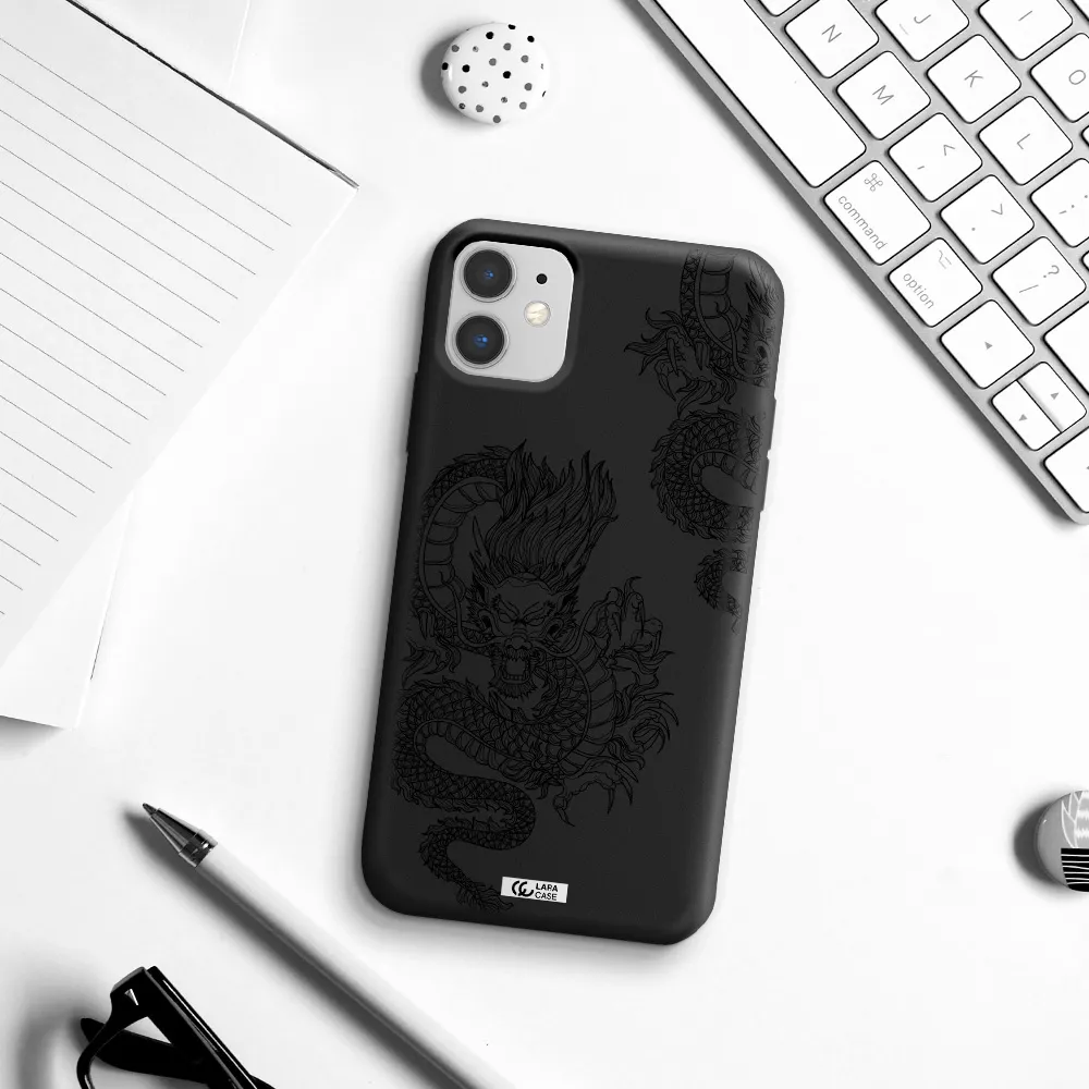 Dragon Line Art Apple iPhone 11 Silicone black Case