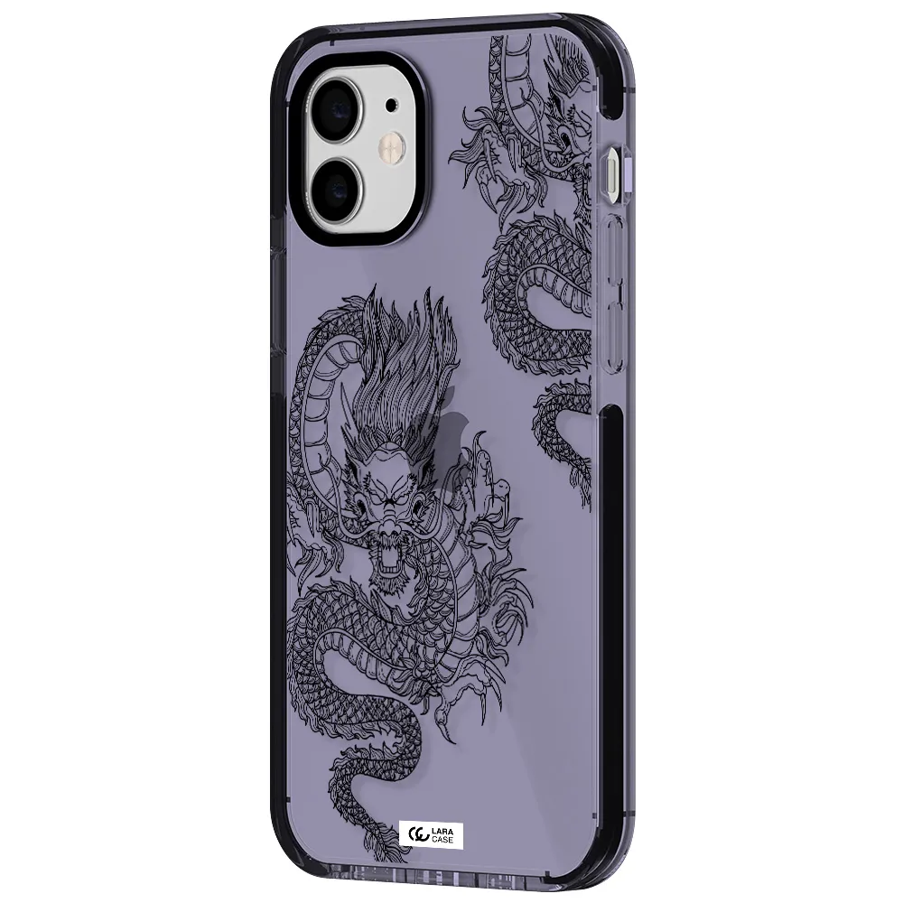 Dragon Line Art Apple iPhone 12 impact Lilac Case