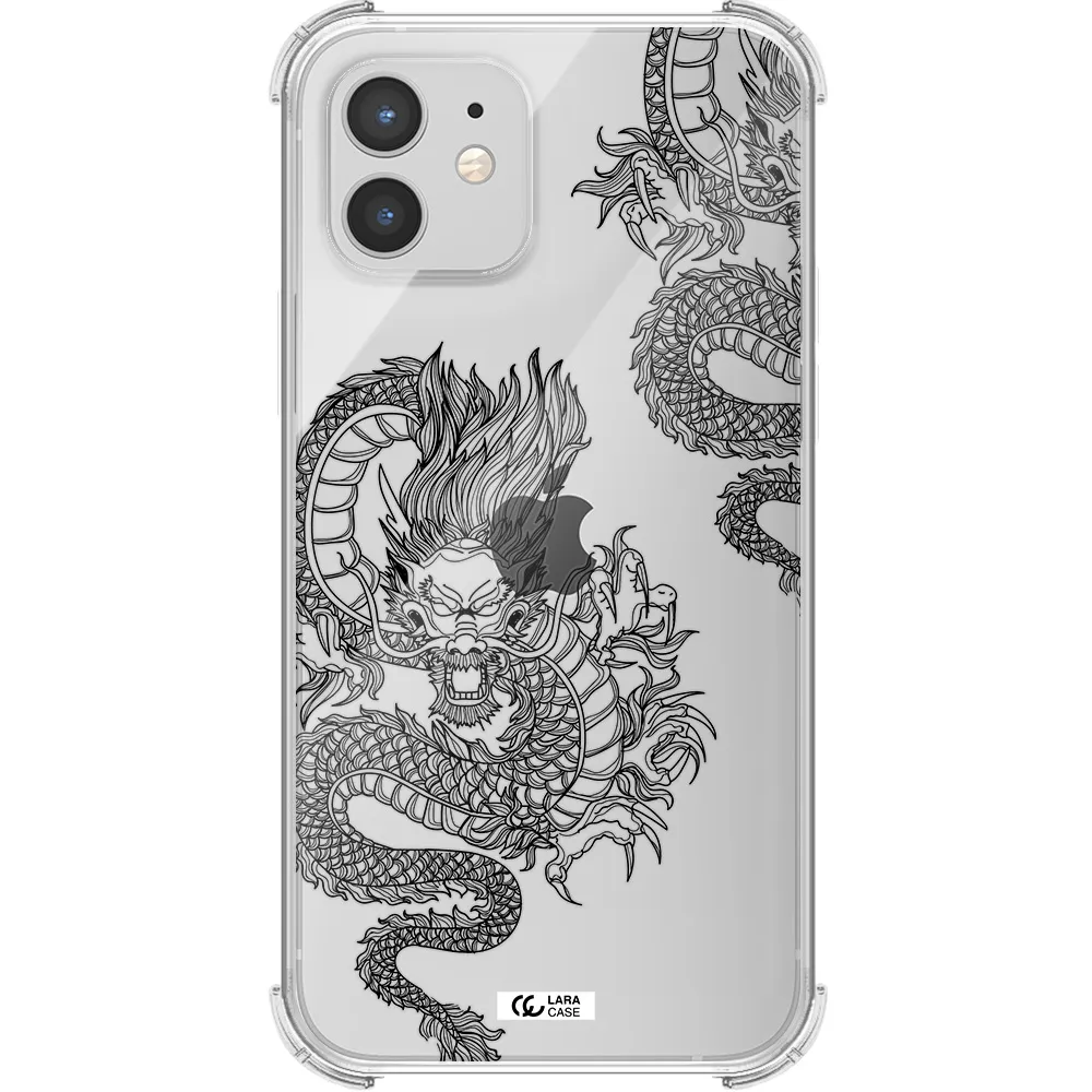 Dragon Line Art Apple iPhone 12 mini Clear PC Case