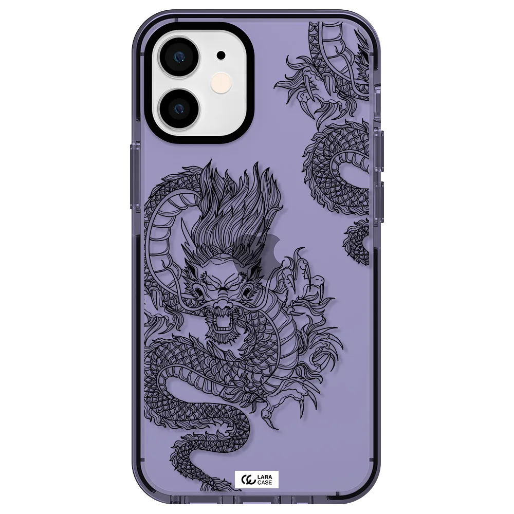 Dragon Line Art Apple iPhone 12 mini impact Lilac Case