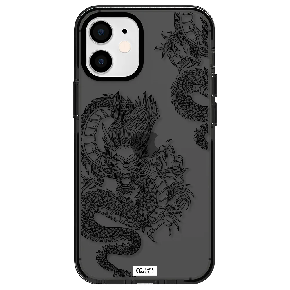 Dragon Line Art Apple iPhone 12 mini impact Smoke Black Case