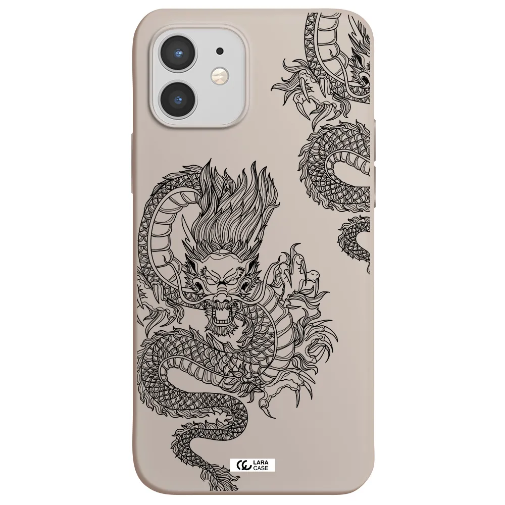 Dragon Line Art Apple iPhone 12 mini Silicone Stone Case