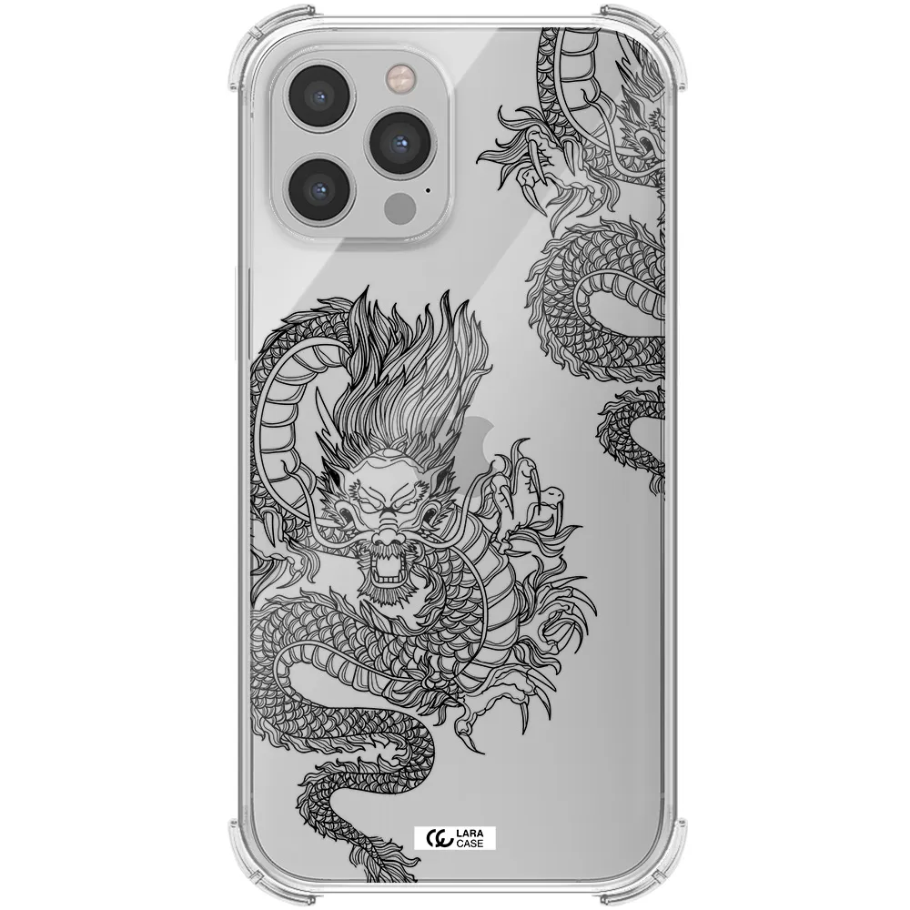 Dragon Line Art Apple iPhone 12 pro Clear PC Case