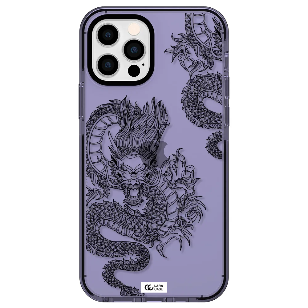 Dragon Line Art Apple iPhone 12 pro impact Lilac Case