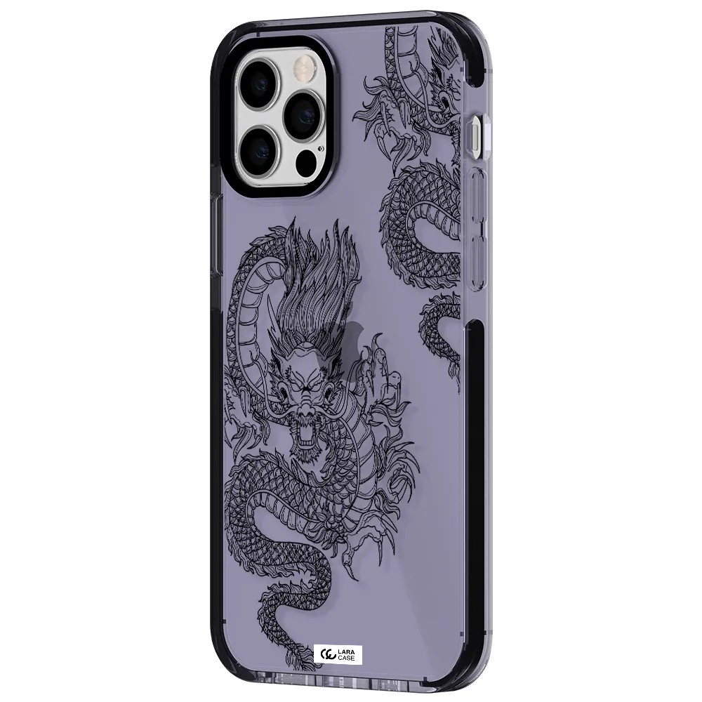 Dragon Line Art Apple iPhone 12 pro impact Lilac Case