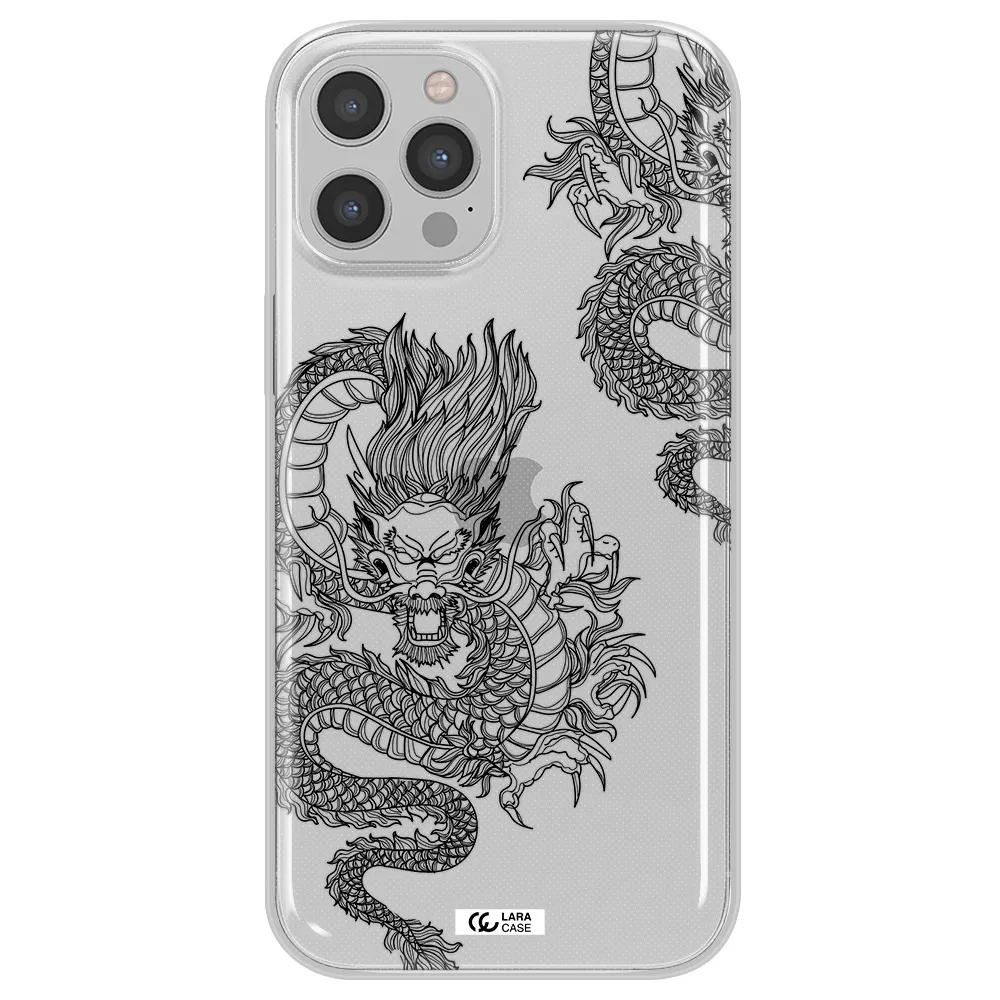 Dragon Line Art Apple iPhone 12 pro max Clear TPU Case