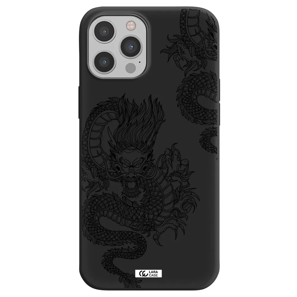 Dragon Line Art Apple iPhone 12 pro max Silicone black Case