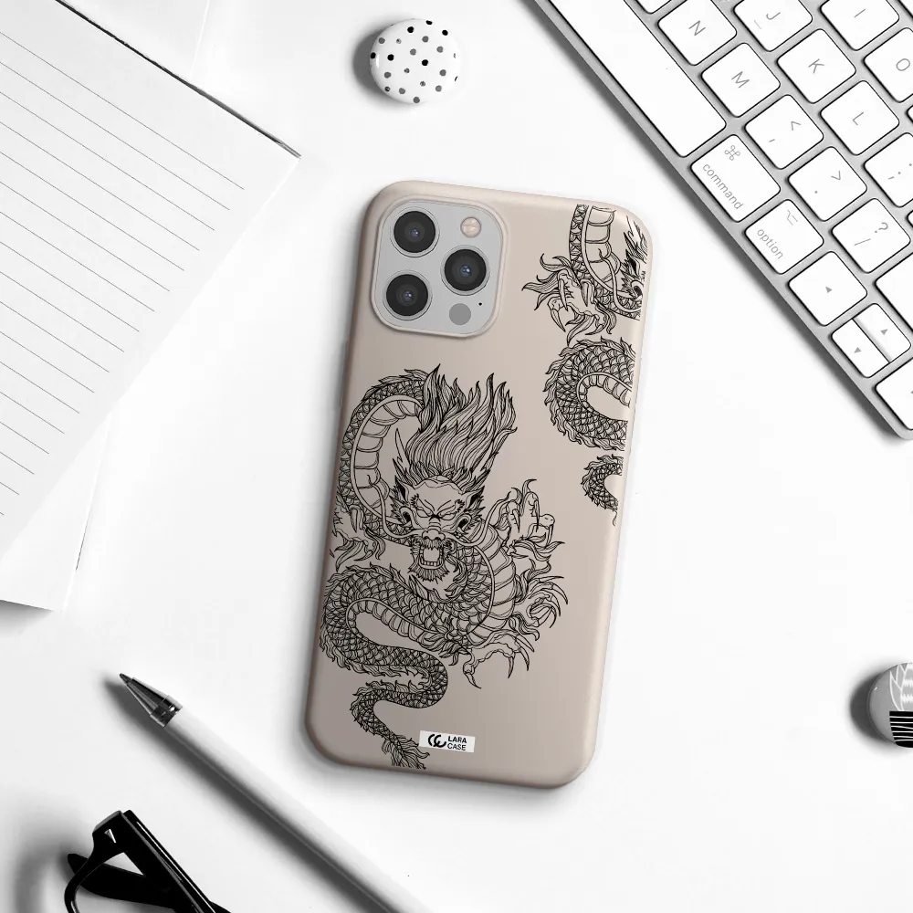 Dragon Line Art Apple iPhone 12 pro Silicone Stone Case