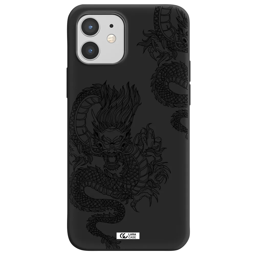 Dragon Line Art Apple iPhone 12 Silicone black Case