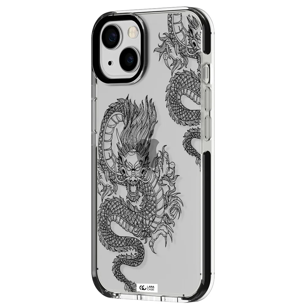 Dragon Line Art Apple iPhone 13 impact black border Case