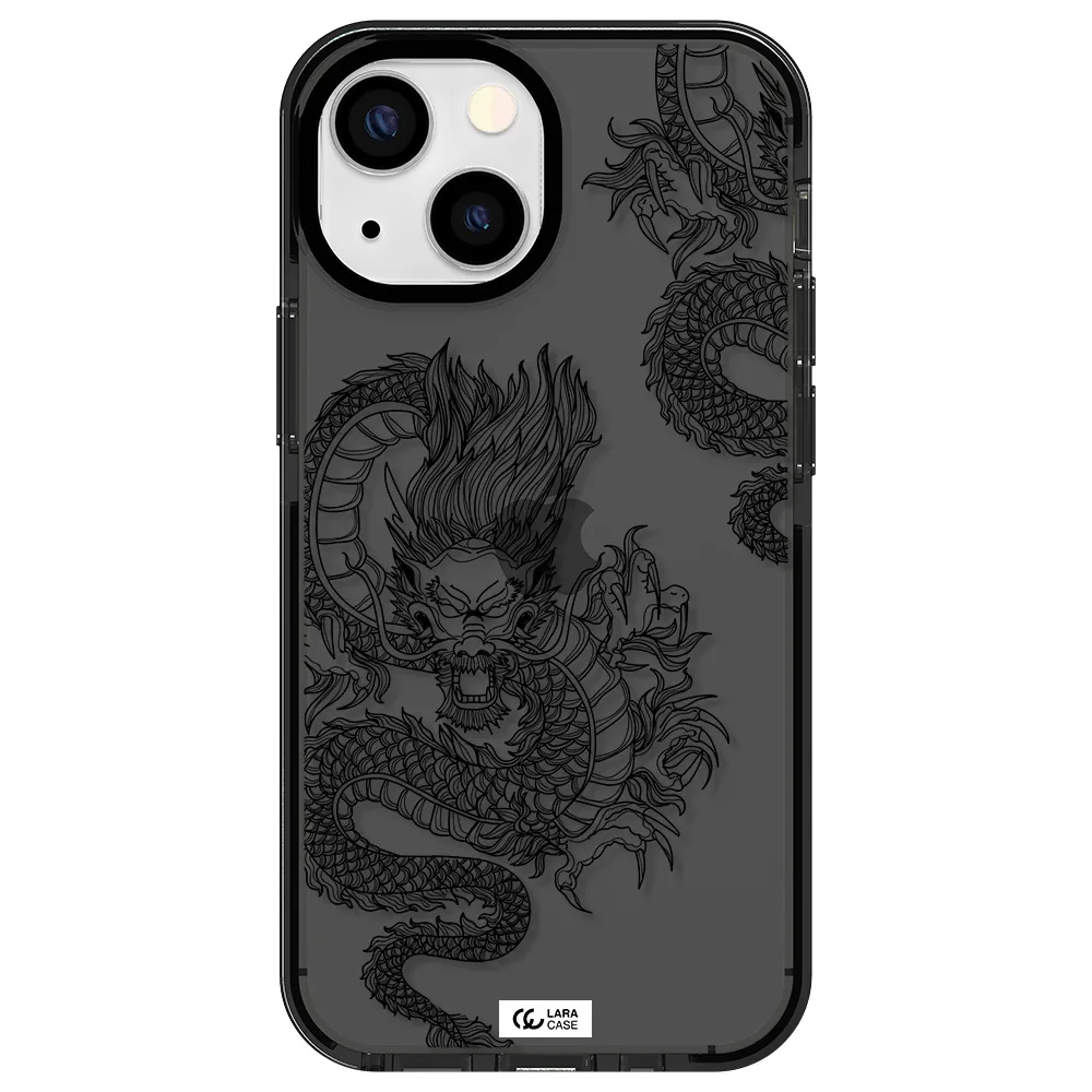 Dragon Line Art Apple iPhone 13 mini impact Smoke Black Case