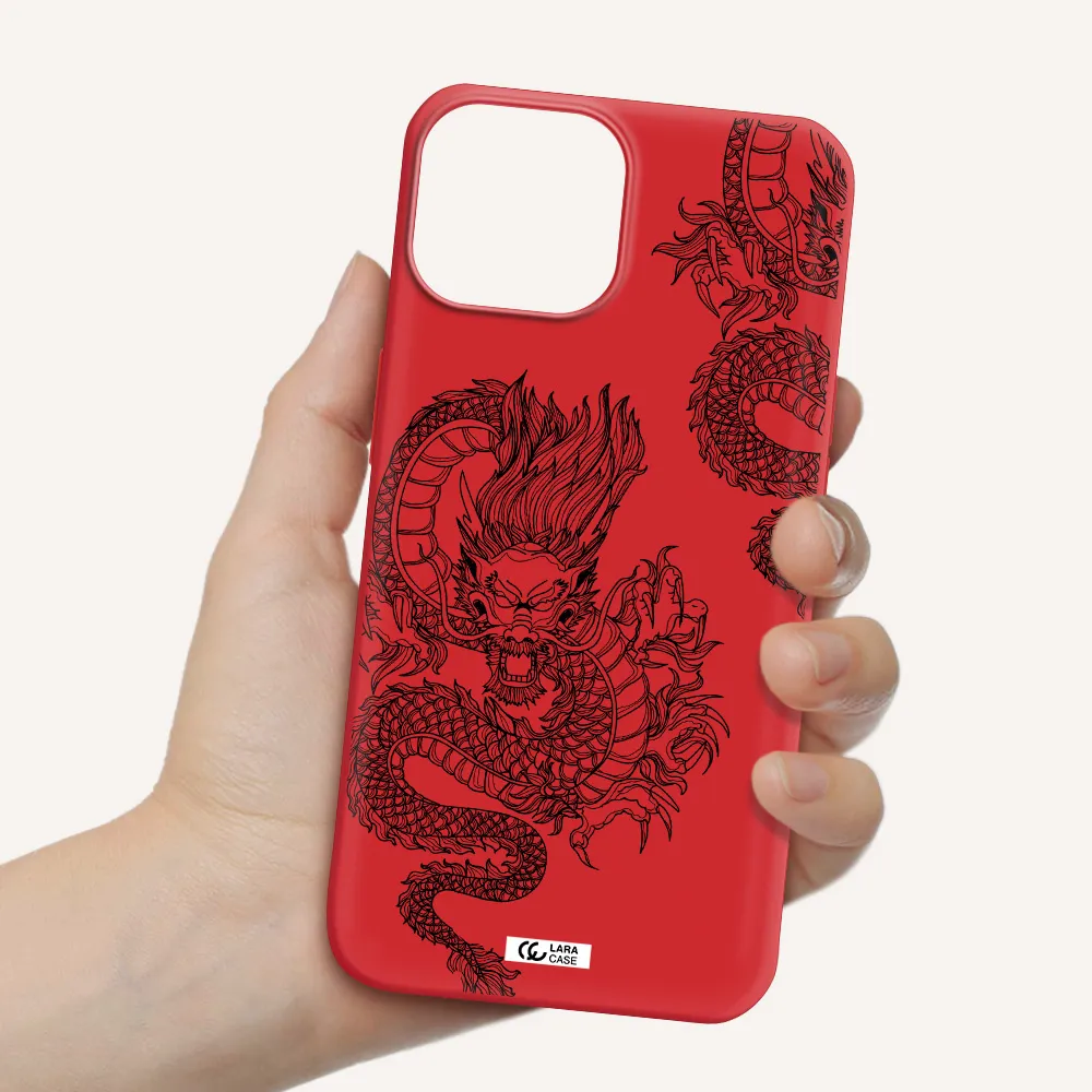 Dragon Line Art Apple iPhone 13 mini Silicone Imperial Red Case