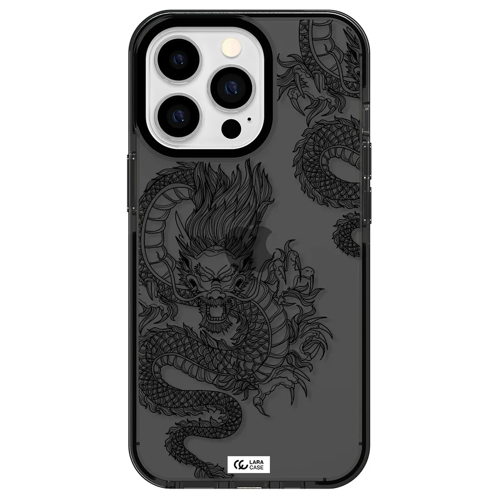 Dragon Line Art Apple iPhone 13 Pro impact Smoke Black Case