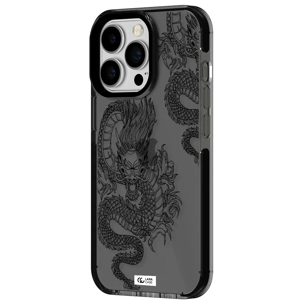 Dragon Line Art Apple iPhone 13 Pro impact Smoke Black Case