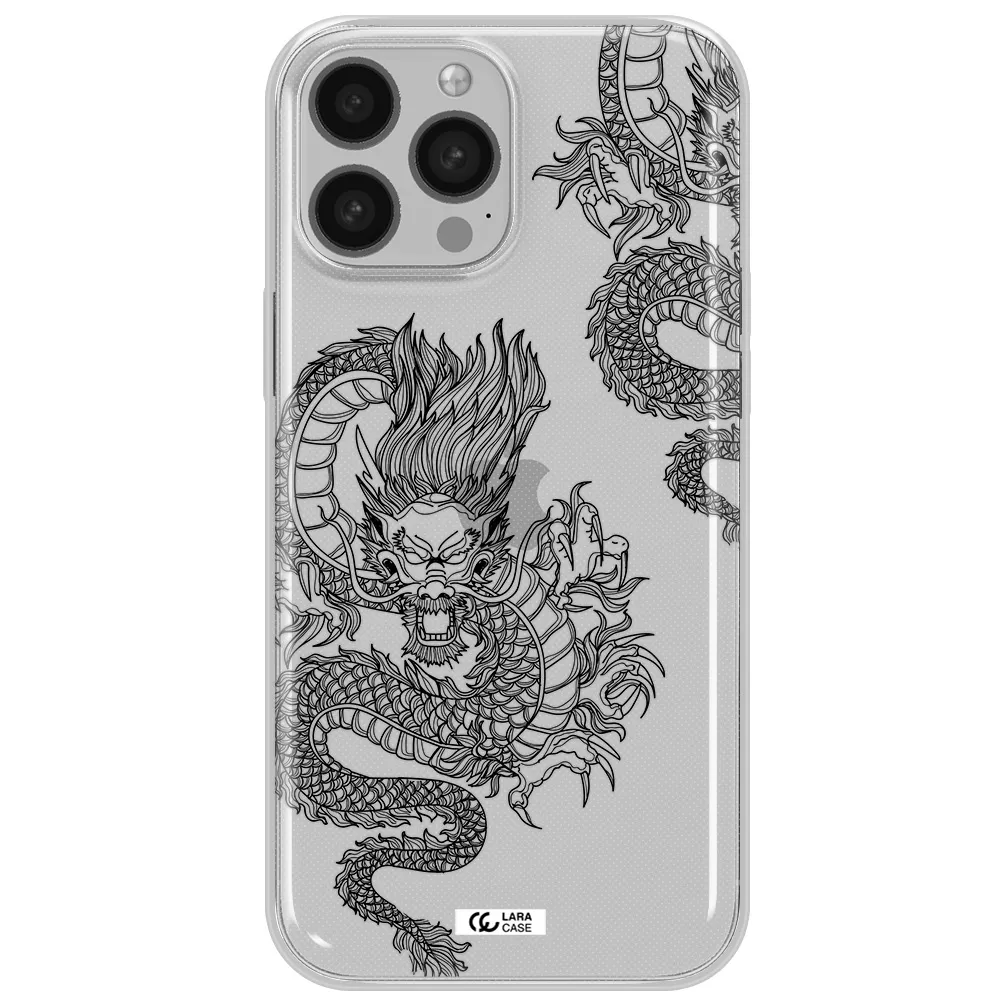 Dragon Line Art Apple iPhone 13 Pro Max Clear TPU Case