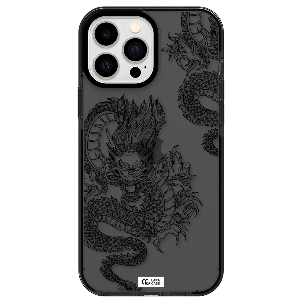 Dragon Line Art Apple iPhone 13 Pro Max impact Smoke Black Case