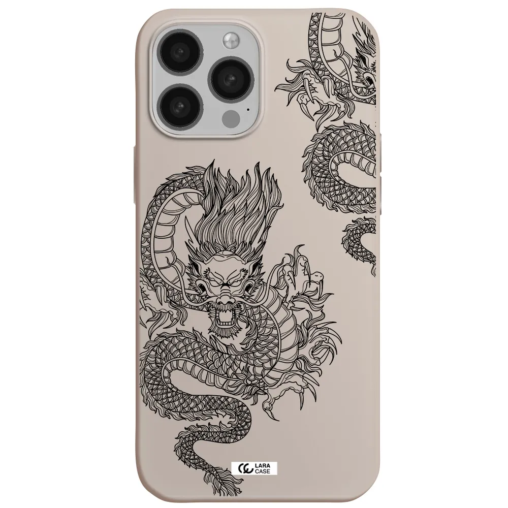 Dragon Line Art Apple iPhone 13 Pro Max Silicone Stone Case