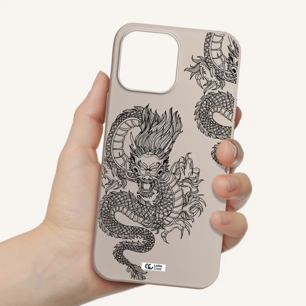 Dragon Line Art Apple iPhone 13 Pro Max Silicone Stone Case