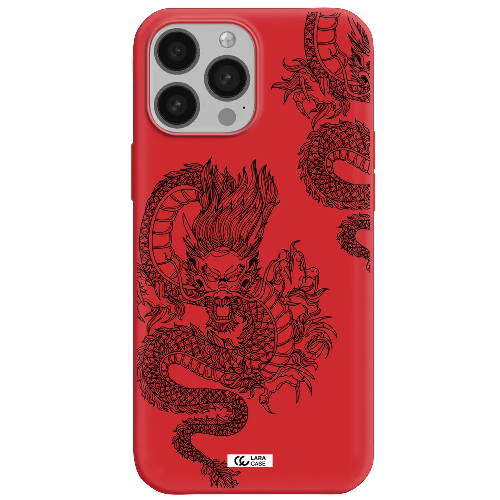 Dragon Line Art Apple iPhone 13 Pro Silicone Imperial Red Case