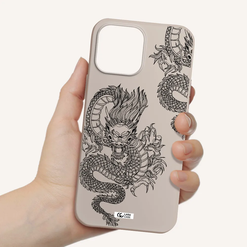 Dragon Line Art Apple iPhone 13 Pro Silicone Stone Case