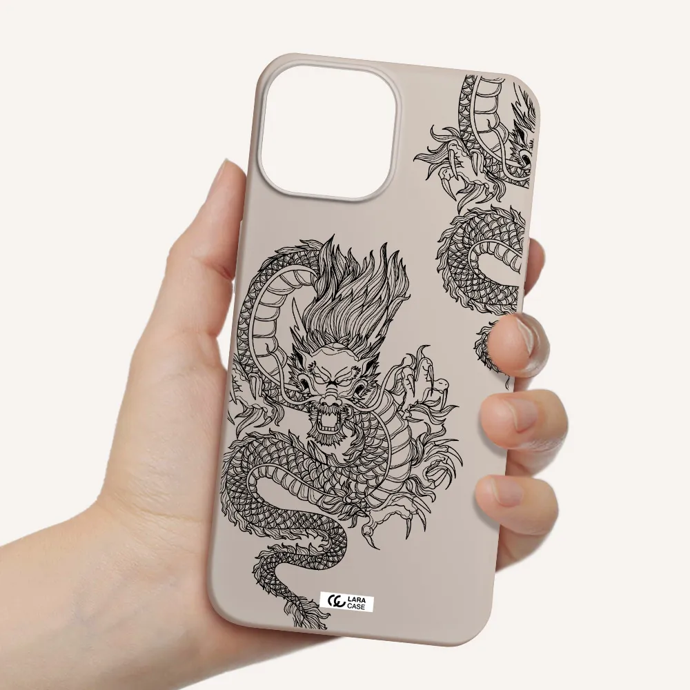 Dragon Line Art Apple iPhone 13 Silicone Stone Case
