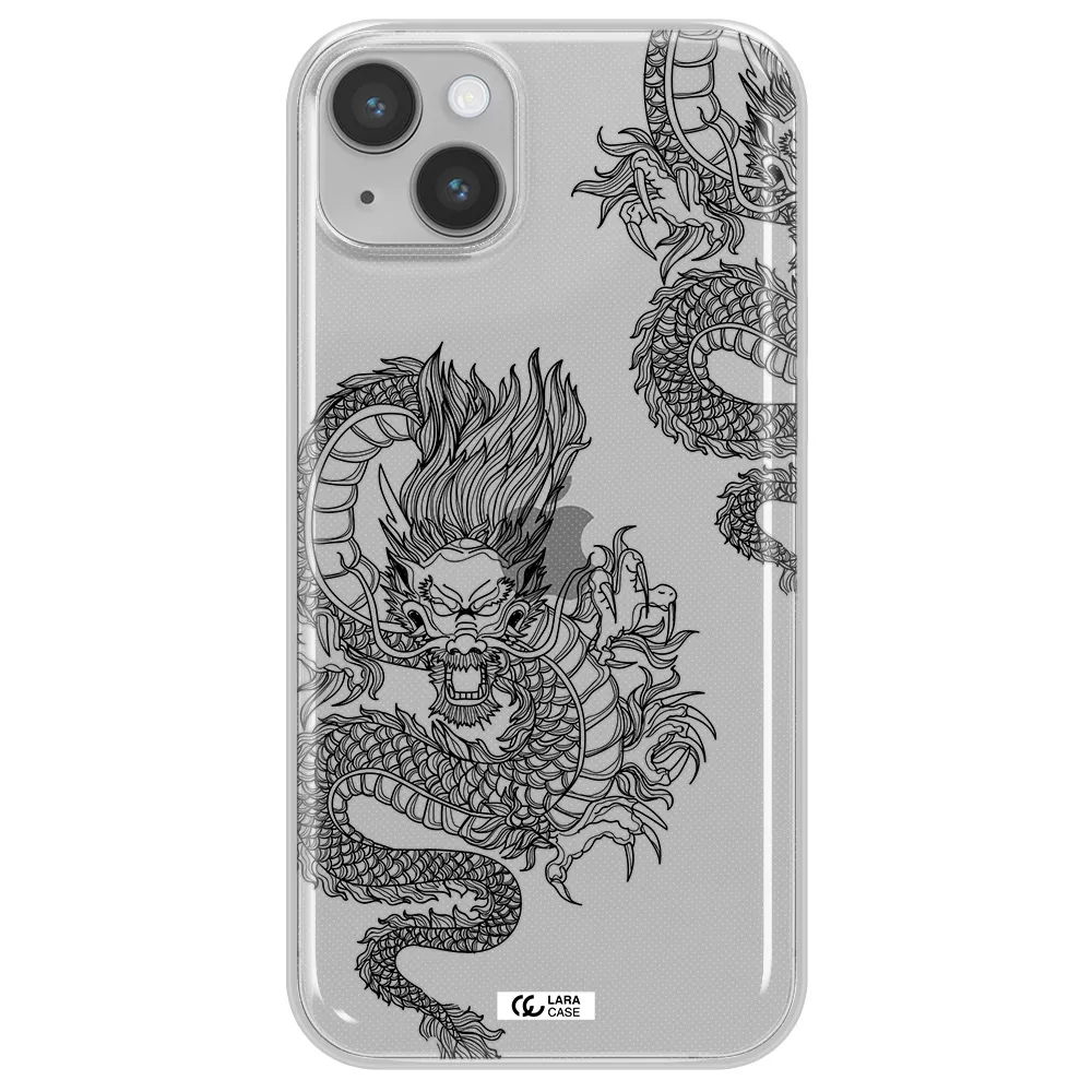 Dragon Line Art Apple iPhone 14 Clear TPU Case