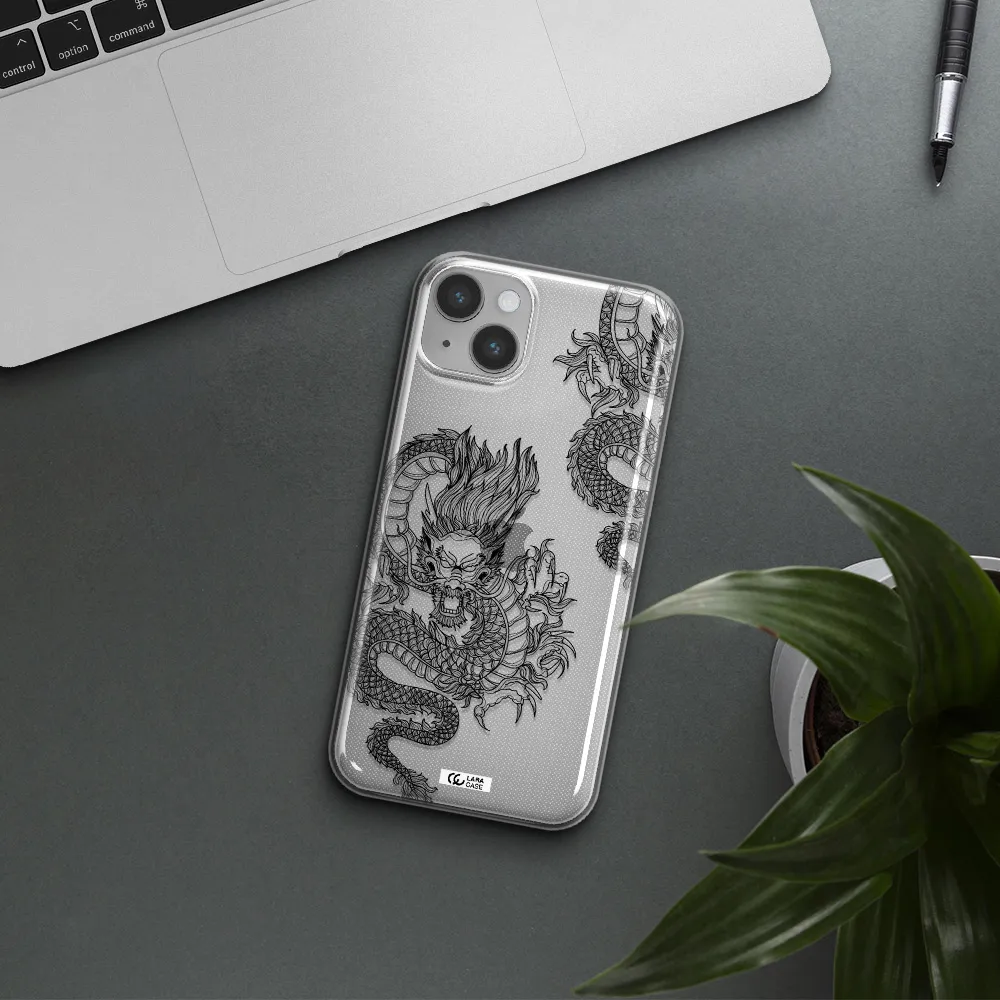 Dragon Line Art Apple iPhone 14 Clear TPU Case