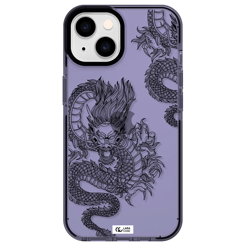 Dragon Line Art Apple iPhone 14 impact Lilac Case