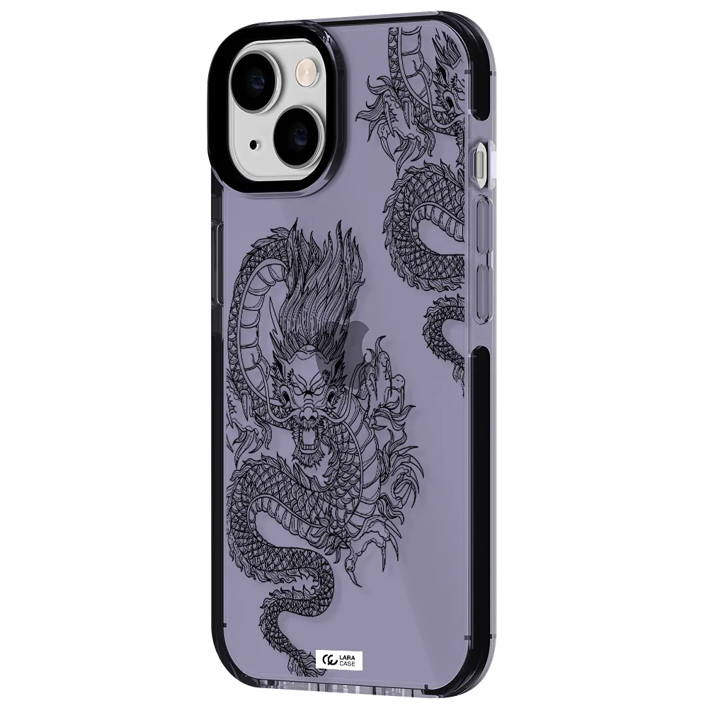 Dragon Line Art Apple iPhone 14 impact Lilac Case